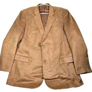 KS Signature Faux Suede Blazer Mens 56 Tall Brown Sport Coat Big & Tall NWOT